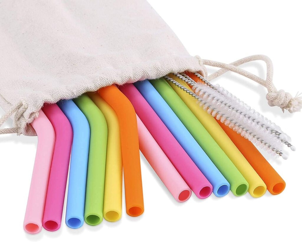 71sbG2irMZL._AC_SL1500_.jpg Colourful reusable straws in bag. Gifts for university students