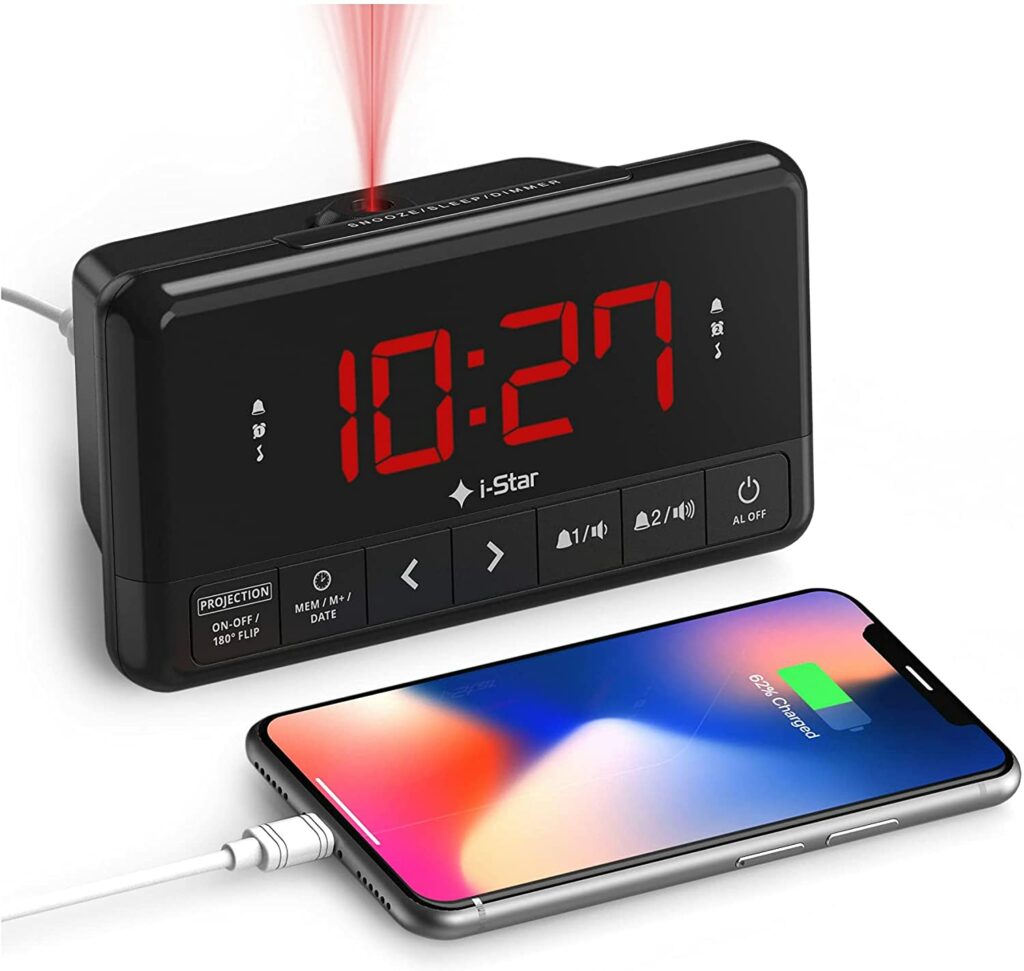 61EGlyjShQS._AC_SL1500_.jpg Projection alarm clock. Gifts for university students
