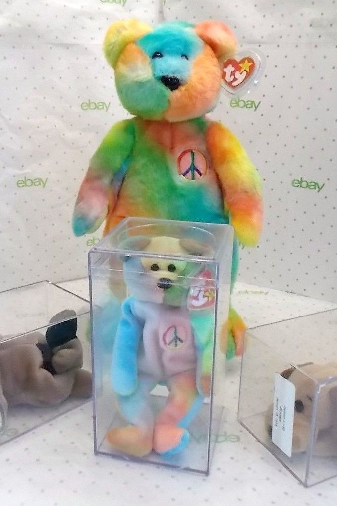 Peace Bear.jpeg 15-inch Peace Bear and 9-inch Peace, Ringo and Bones - rare Beanie Babies