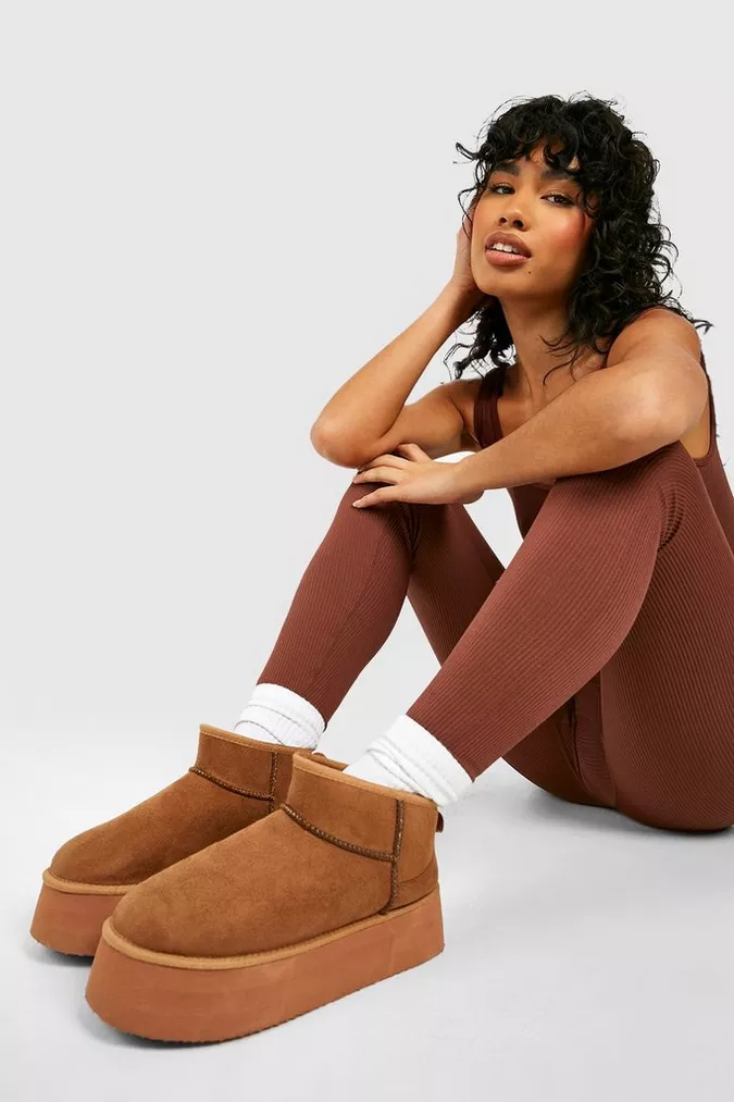Ultra Mini Platform Cosy Boots — boohoo, £24 - platform ugg boots dupes
